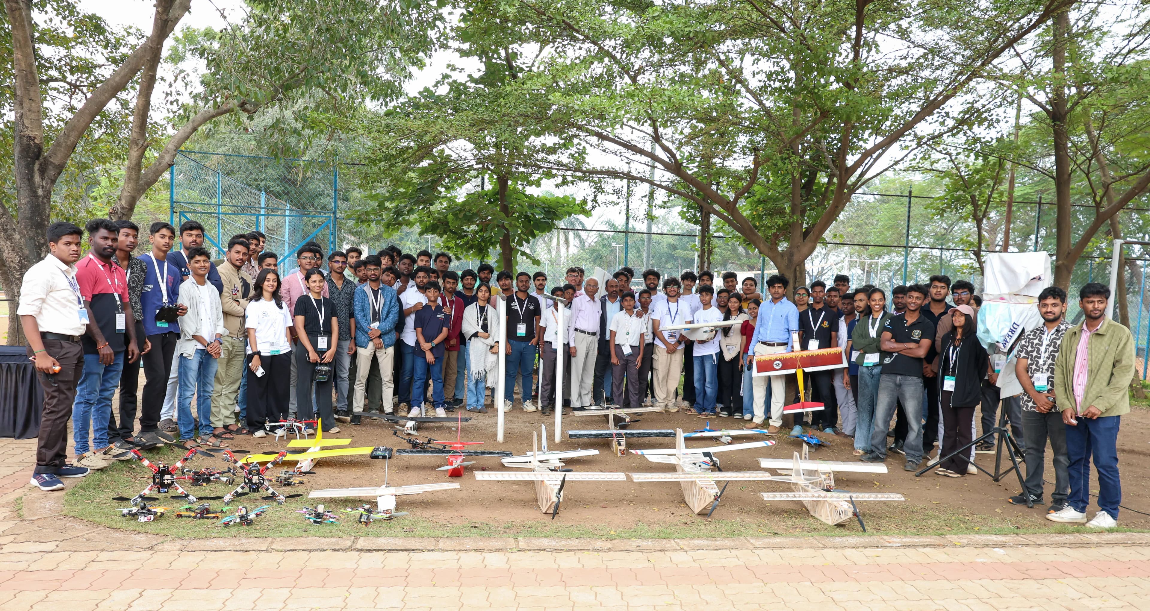 QuantumSlate competitors with their fleet of hand-built aircraft and drones at a national event